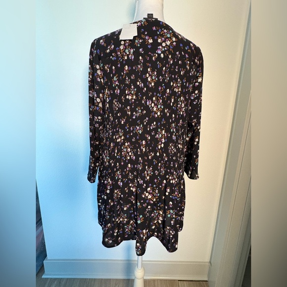 J. JILL WEAREVER COLLECTION NWT BLACK FLORAL ACCORDION PLEAT 3/4 SLEEVE TOP,  S - Picture 5 of 5